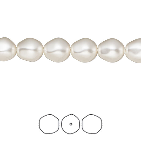 Pearl 10pk white, Crystal Passions® 8mm baroque round 5841 image number 0