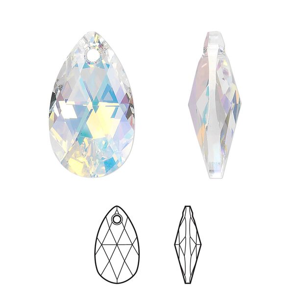 Drop 1pk crystal AB, Crystal Passions® 22x13mm pendant pear 6106 image number 0