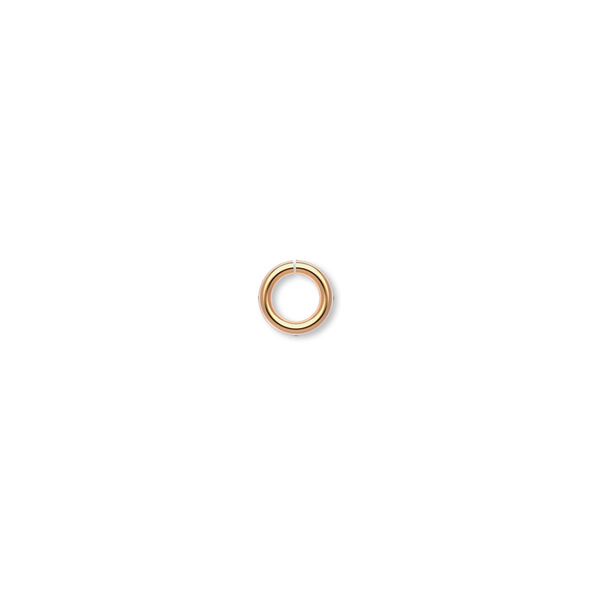 Jump ring, gold-plated brass, 5.5mm round, 3.5mm inside diameter, 18 gauge. Sold per pkg of 100. image number 0
