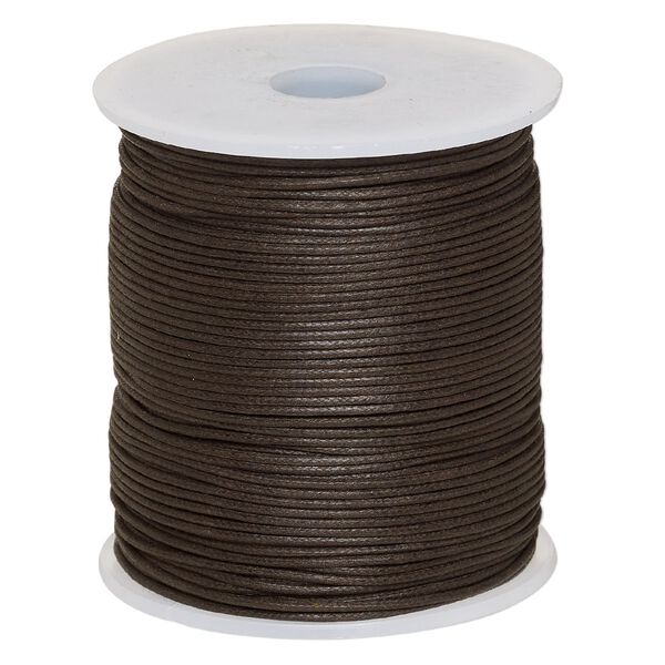 Cord, waxed cotton, brown, 1mm, 20-pound test. Sold per 100-meter spool. image number 0