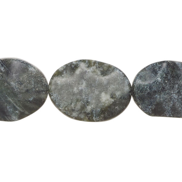 Green serpentine 1pkg1, wavy oval bead natural, 15 inch 20x14mm-21x15mm image number 0