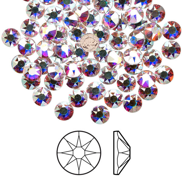 Flat back 144pk crystal AB foil back, Crystal Passions® hotfix rhinestone 4.6-4.8mm rose round SS20 2078HF image number 0