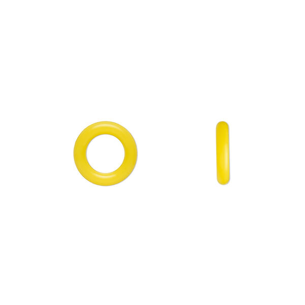 Component, Oh! Ring™, silicone, daffodil yellow, 10mm round with 6mm hole. Sold per pkg of 300. image number 0