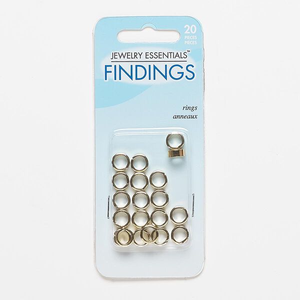 Bead, gold-finished steel, 8x3mm flat rondelle with slit and 5mm hole. Sold per pkg of 20. image number 0