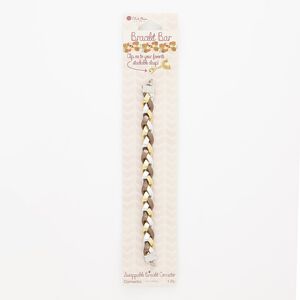 Bracelet component, vinyl and silver-finished steel, silver / gold / brown, 10mm wide braided, 6 inches. Sold individually.