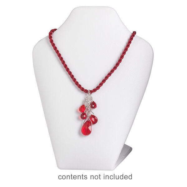 Display, necklace, leatherette and VELCRO&reg;, white, 6-5/8 x 5 x 2-3/4 inches with adjustable back tab. Sold individually. image number 1