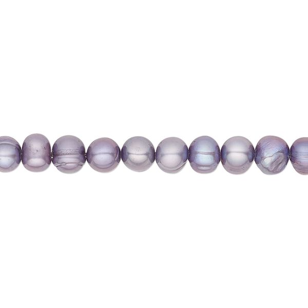 Pearl, cultured freshwater (dyed), lilac, 5-6mm semi-round, C grade, Mohs hardness 2-1/2 to 4. Sold per 16-inch strand. image number 0