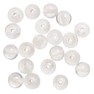Bead, lampworked glass, transparent clear, 9-10mm round with 1.5-2mm hole. Sold per pkg of 20.