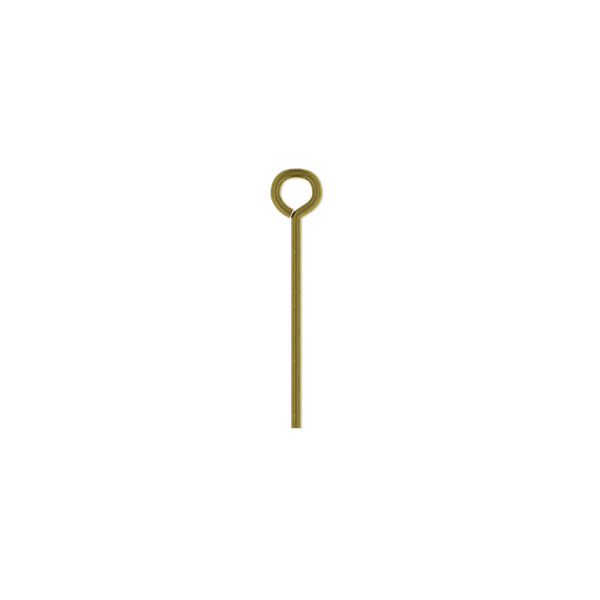 Eye pin, antique brass-plated steel, 3/4 inch, 21 gauge. Sold per pkg of 500. image number 0
