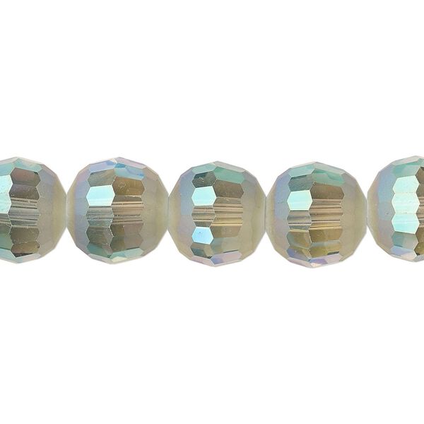Bead 1pk 96 facets translucent peacock AB half-matte, Celestial Crystal® 12mm round 8 inch image number 0