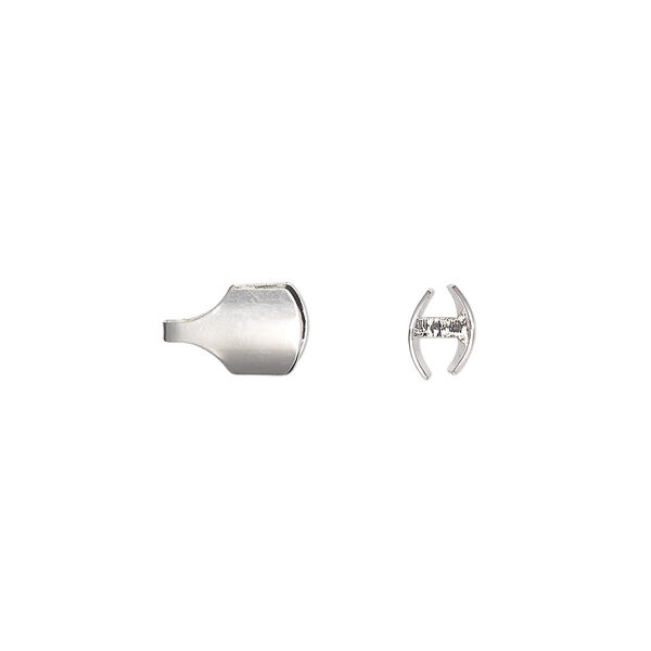 Cord end, glue-in, silver-plated brass, 10x6mm with 5.5x3.5mm inside diameter. Sold per pkg of 6. image number 0