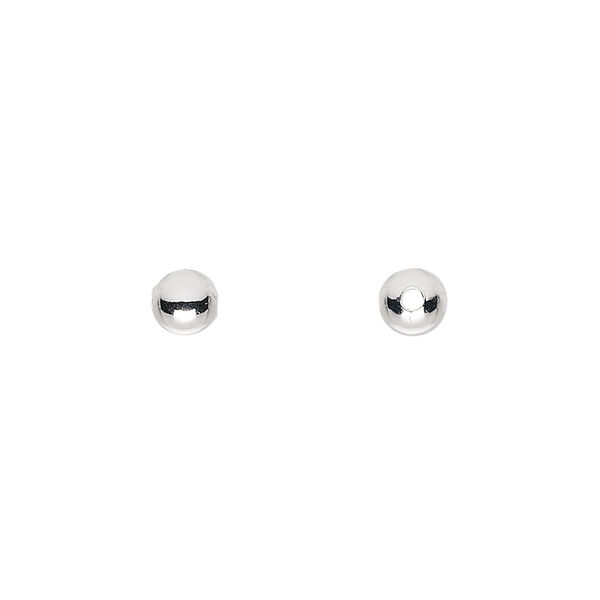 Bead, silver-plated brass, 5mm round. Sold per pkg of 1,000. image number 0