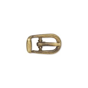 Clasp, antiqued brass-finished "pewter" (zinc-based alloy), 18x11mm single-sided buckle with 8.5mm end bar. Sold per pkg of 4.