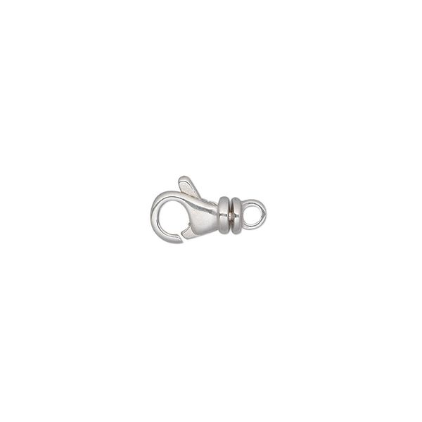Clasp, lobster claw, sterling silver, 9x5.5mm rounded with swivel. Sold individually. image number 0