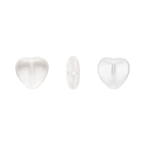Bead, Czech pressed glass, clear, 10x9.5mm heart. Sold per 15-1/2" to 16" strand, approximately 45 beads.
