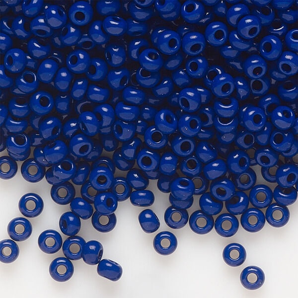 Seed bead, Preciosa Ornela Czech glass, pkg/500g, #8 rocaille, opaque cobalt blue, (33070). image number 0