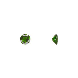 Chrome diopside 1pkg1, hand-cut faceted round gem natural 6mm