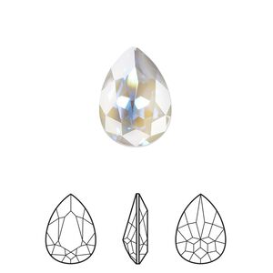 Fancy stone 12pk crystal serene gray DeLite, Crystal Passions® 14mm pear 4320