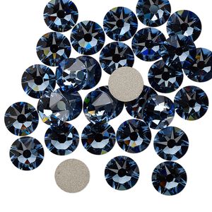 Flat back 12pk denim blue foil back, Crystal Passions® 7.07-7.27mm rose round SS34 2088