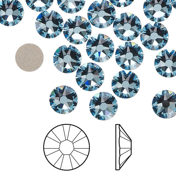 Flat back 144pk aquamarine foil back, Swarovski® 7.07-7.27mm rose round SS34 2088 image number 0