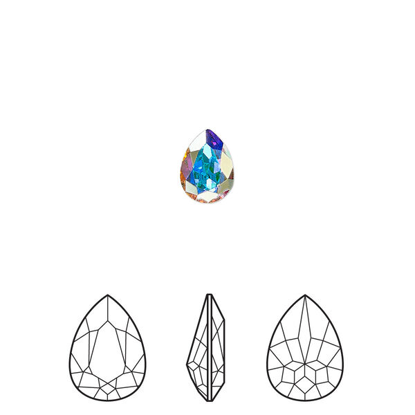 Fancy stone 4pk crystal AB foil back, Crystal Passions® 8x6mm pear 4320 image number 0