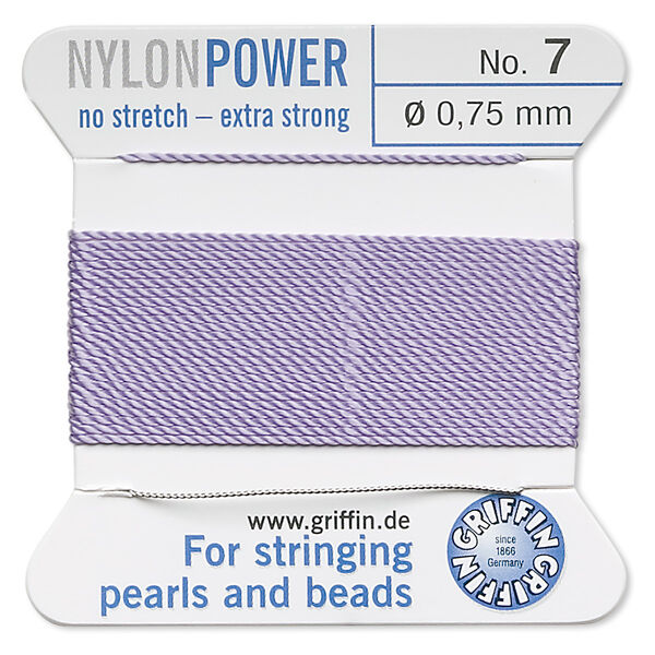 Thread, Griffin, nylon, lilac, size #7. Sold per 2-meter card (approximately 78 inches). image number 0