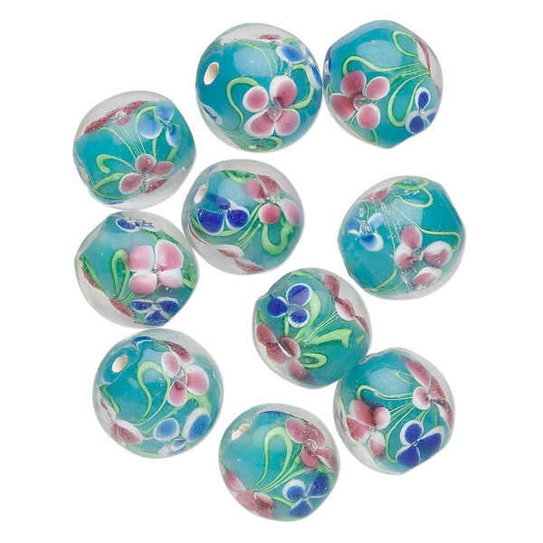 Bead, glass, light blue, 14x13mm barrel. Sold per pkg of 10. image number 0