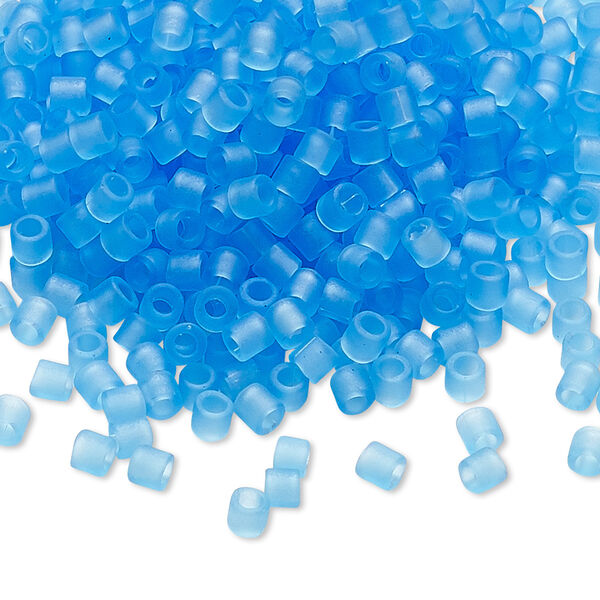 Seed bead, Delica®, glass, pkg/50g, #8 round, translucent matte aqua (DBL-0747). image number 0