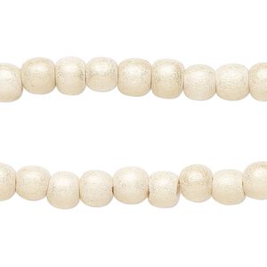 Taiwanese cheesewood 1pkg2, hand-cut painted round bead 15.5-16 inch gold cream 6mm