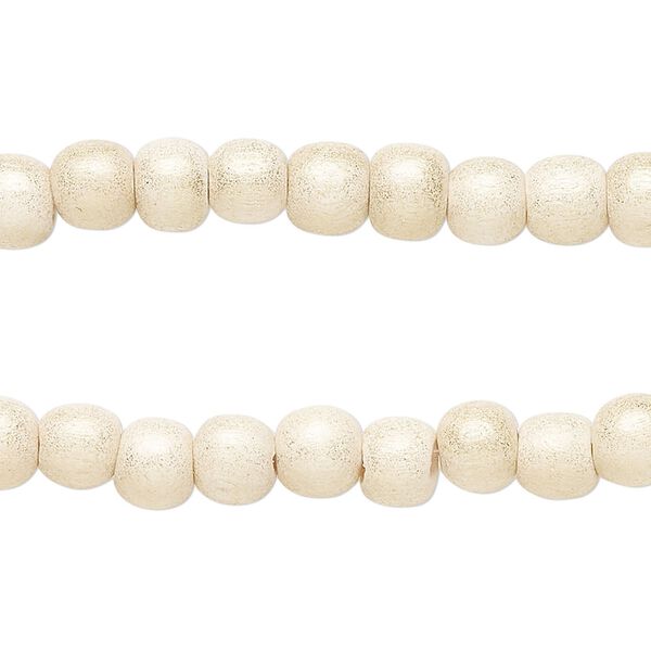 Taiwanese cheesewood 1pkg2, hand-cut painted round bead 15.5-16 inch gold cream 6mm image number 0