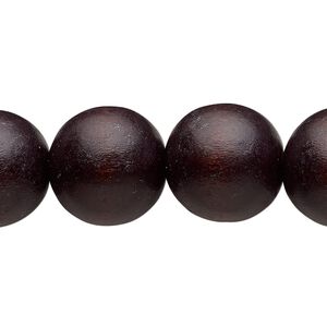 Bead, Taiwanese cheesewood (dyed / waxed), chocolate brown, 15-16mm round. Sold per 15-1/2" to 16" strand.