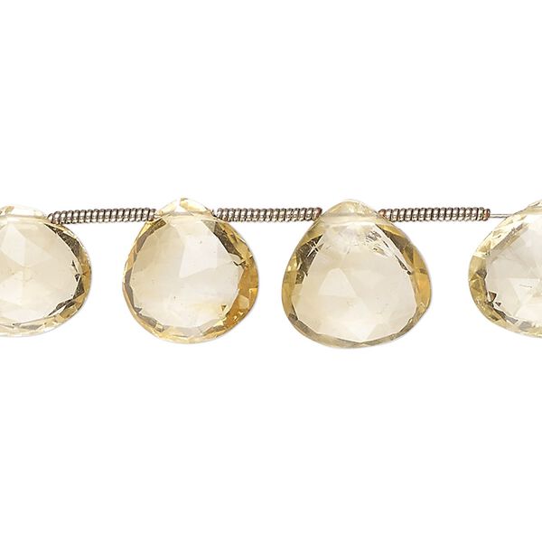 Citrine 1pkg14, hand-cut top-drilled faceted puffed teardrop bead 10x10mm-13x12mm image number 0