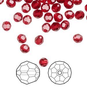 Bead 144pk scarlet, Crystal Passions® 5mm round 5000