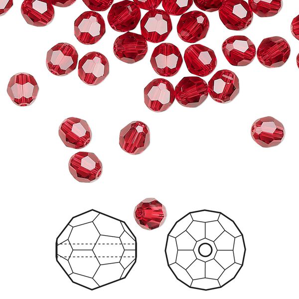 Bead 144pk scarlet, Crystal Passions® 5mm round 5000 image number 0