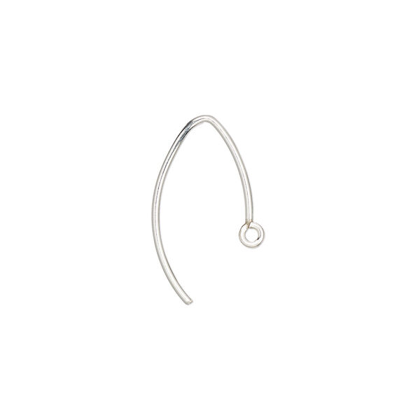 Ear wire, sterling silver, 16mm marquise with closed loop, 20 gauge. Sold per pair. image number 0