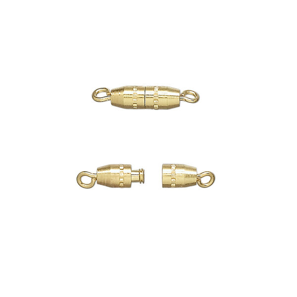 Clasp, torpedo, gold-plated brass, 10x3mm oval. Sold per pkg of 10. image number 0