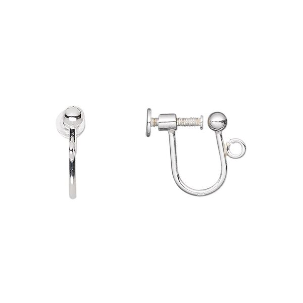 Earring, sterling silver, 13mm screwback with open loop. Sold per pair. image number 0