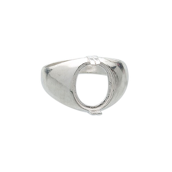 Ring, sterling silver, 12x10mm 2-prong oval setting, size 11. Sold individually. image number 0