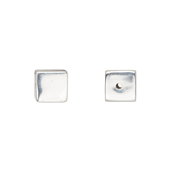 Bead, sterling silver, 8mm smooth cube. Sold individually. image number 0