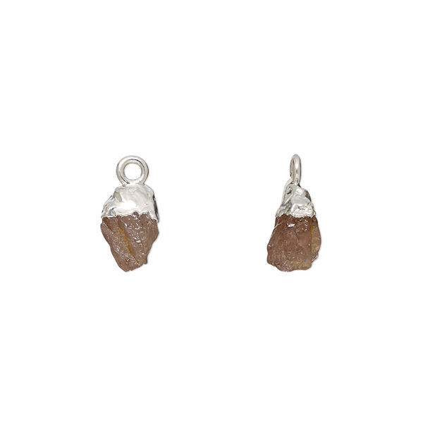 Drop, electro-coated pink tourmaline (natural) and sterling silver, 8x5mm-9x7mm hand-cut nugget, Mohs hardness 7 to 7-1/2. Sold individually. image number 0