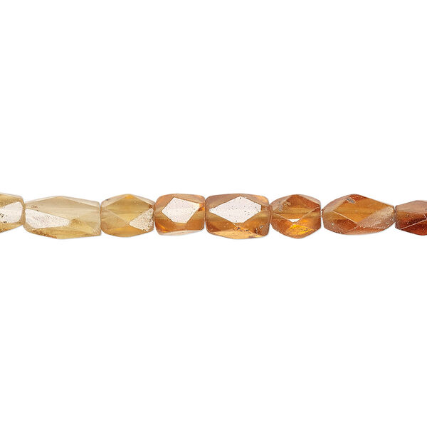 Hessonite garnet 1pkg1, hand-cut faceted puffed rectangle bead natural 13 inch 6x4mm-8x6mm image number 0