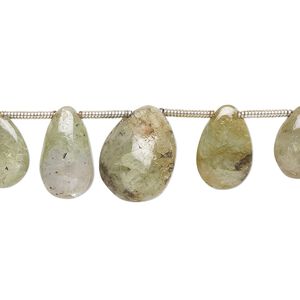 Chrome diopside 1pkg18, hand-cut top-drilled puffed teardrop bead natural graduated 7x6mm-15x11mm