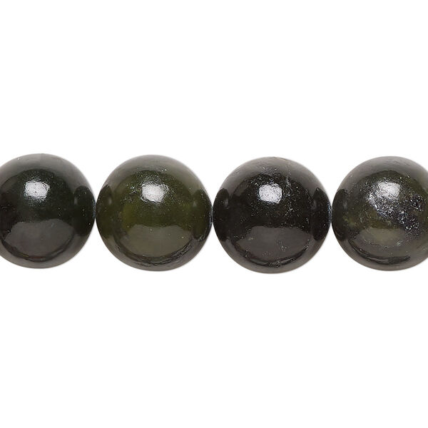 Nephrite jade 1pkg1, round bead natural C grade, 15.5-16 inch 12mm image number 0