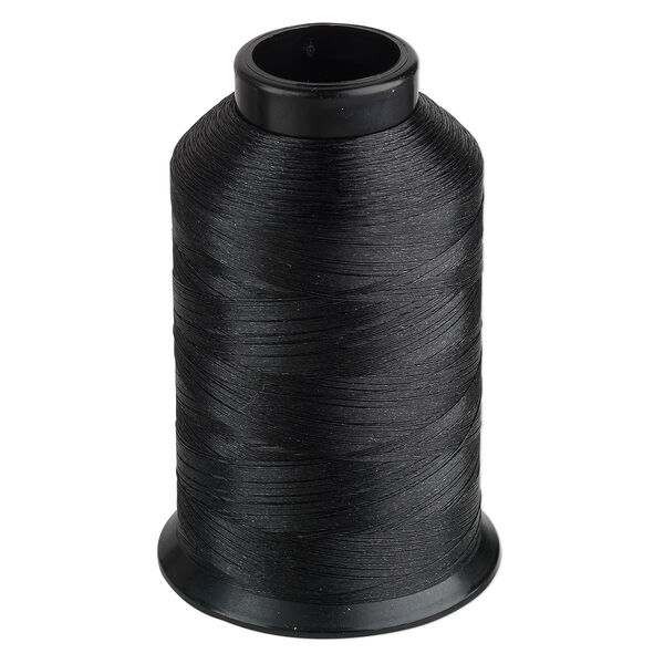Thread, Nymo®, nylon, black, size B. Sold per 3-ounce spool. image number 0
