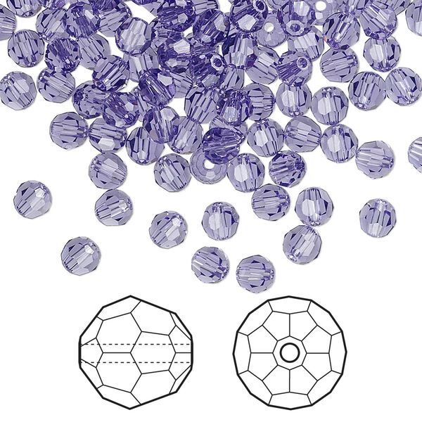 Bead 720pk tanzanite, Swarovski® 4mm round 5000 image number 0