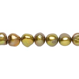 Freshwater pearl 1pkg1, flat-sided potato, 15 inch iris bronze 7-8mm cultured