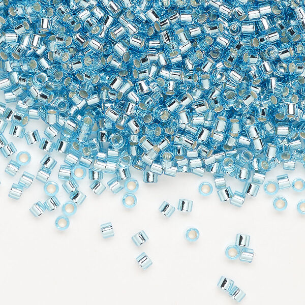 Seed bead, Delica®, glass, pkg/50g, #10 round, transparent silver-lined aqua (DBM-0044). image number 0