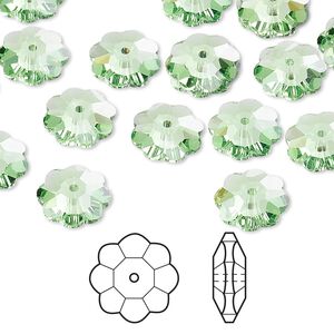 Margarita flower 288pk peridot, Swarovski® 10x3.5mm 3700