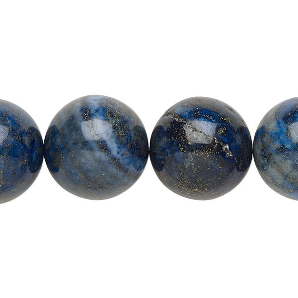 Bead, lapis lazuli (dyed), 16-17mm round, C grade, Mohs hardness 5 to 6. Sold per 8-inch strand, approximately 10 beads. image number 0