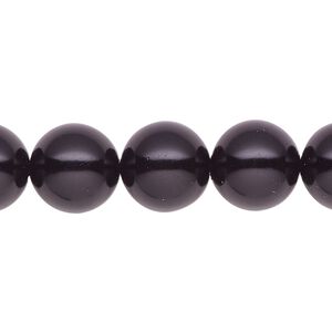 Pearl 1pk black, Celestial Crystal® 12mm round 15.5-16 inch